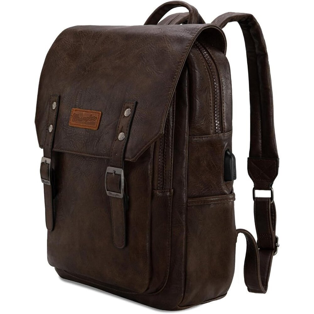 ✨Men Brown Montana West Wrangler Leather Purse Laptop Backpack Fashion Backpack